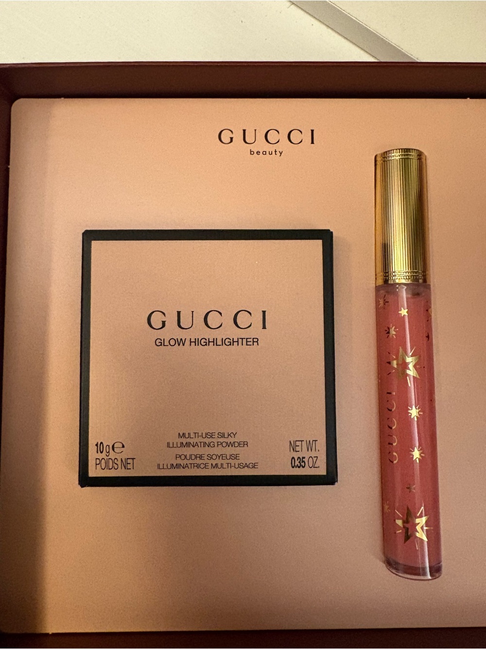 Gucci Glow Highlighter & Pink Gloss Duo - Gold Accents
